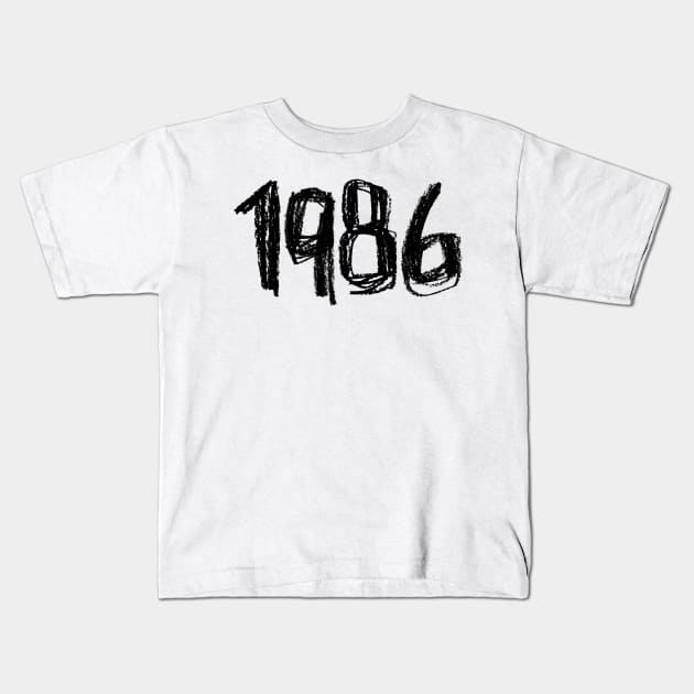 1986 Legend, Birthay Birth Year 1986 Kids T-Shirt by badlydrawnbabe